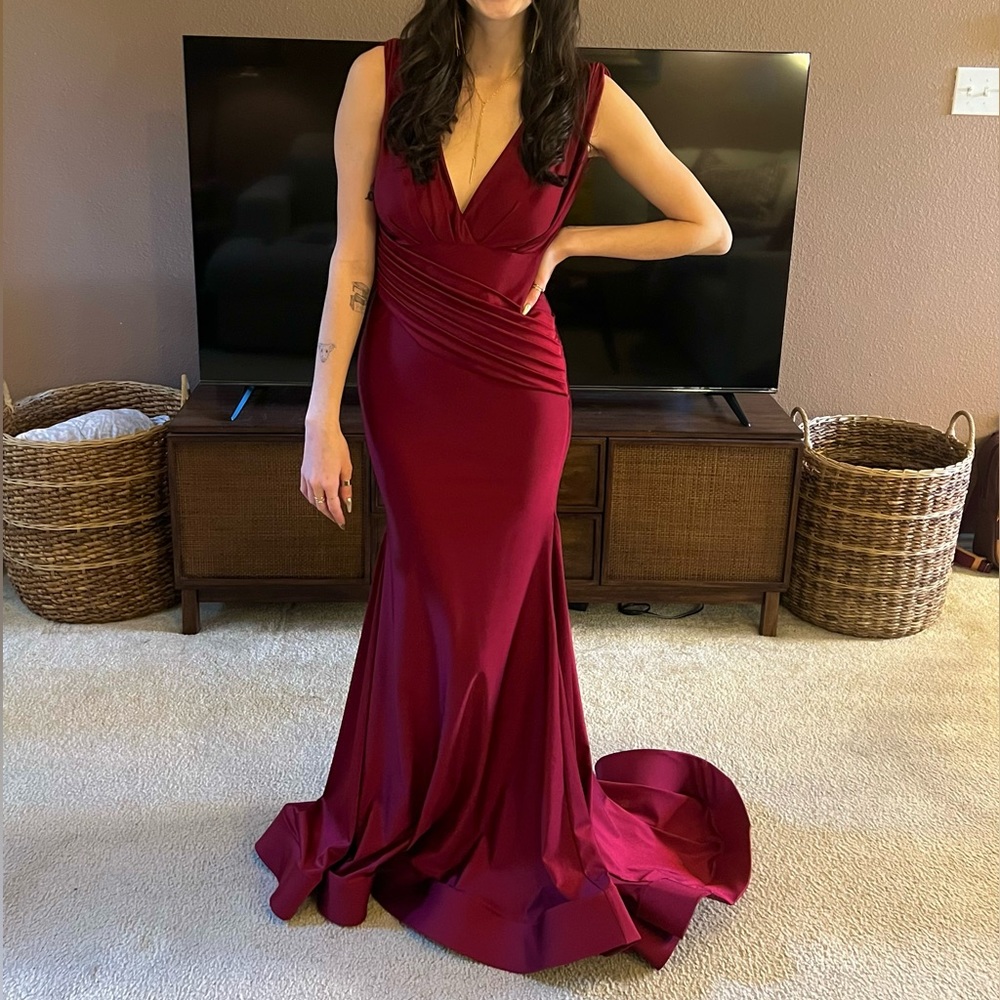 Gautier Formal Gown, Wine color, size 4, only worn once, never altered